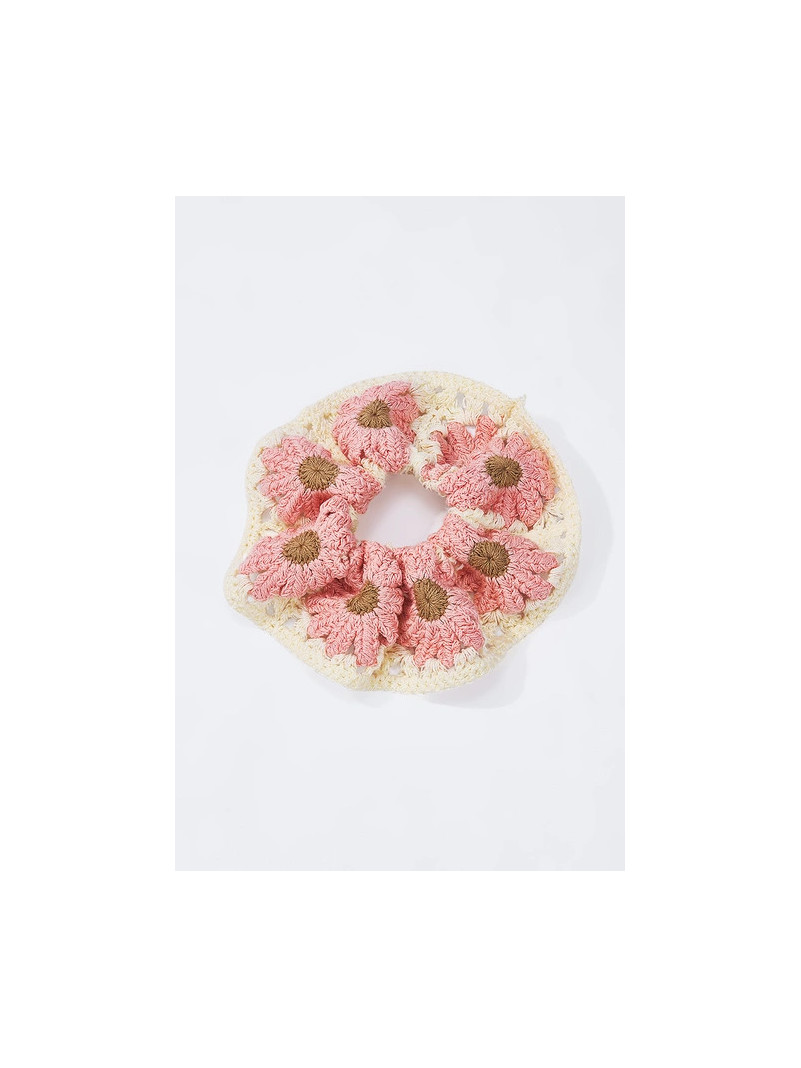 Chouchou au crochet FLOWER ROSE TAUPE