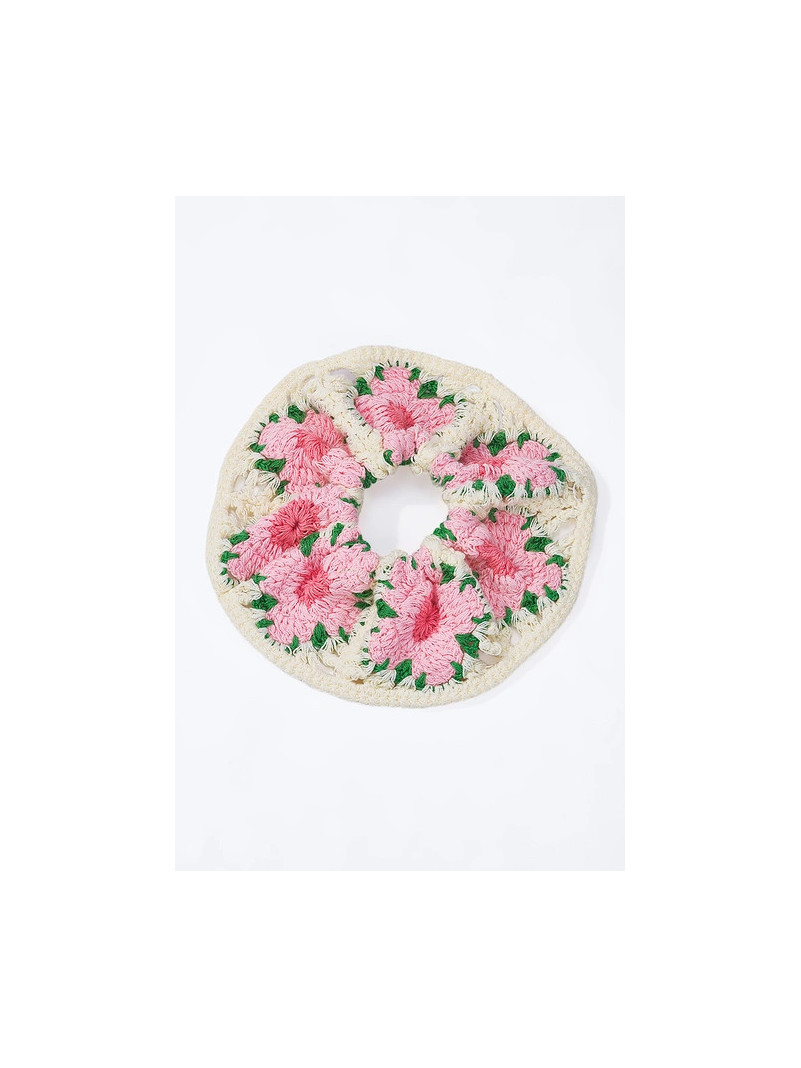 Chouchou au crochet FLOWER ROSE VERT