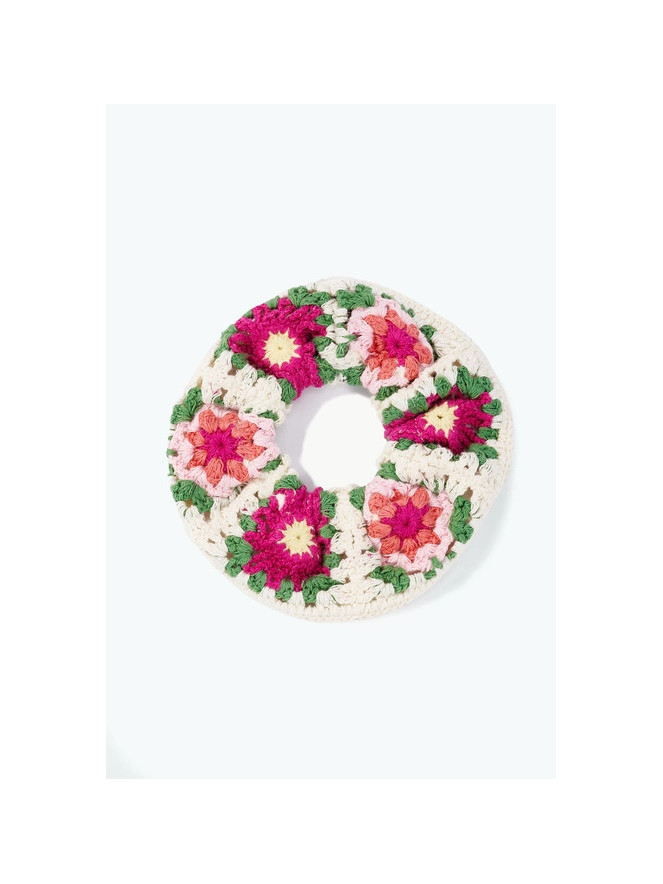 Chouchou au crochet FLOWER FUCHSIA