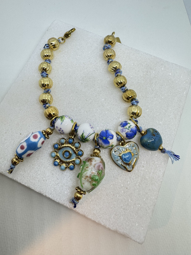 Bracelet CERAMIK FLEURS BLEUES
