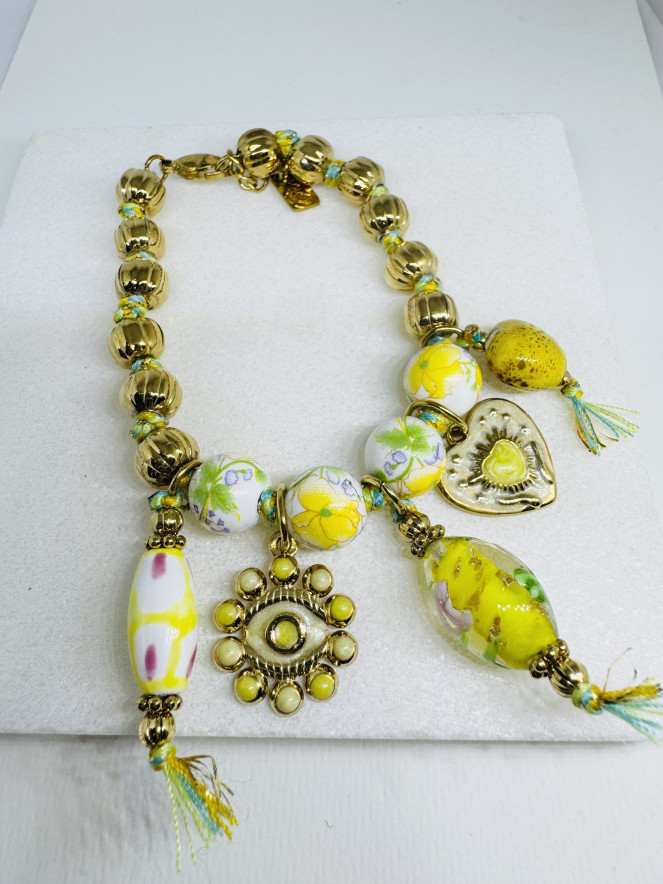Bracelet CERAMIK FLEURS JAUNE