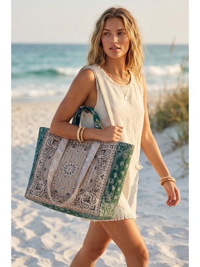 SAC de plage en tissu BANDANA VERT