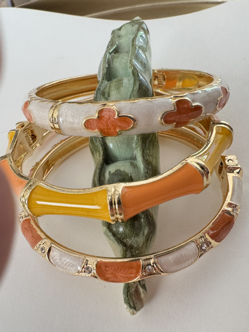 Jonc émaillé lot de 3 ORANGE IVOIRE