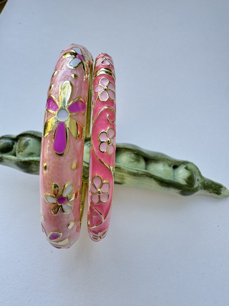 Jonc émaillé lot de 2 ROSE FLUO