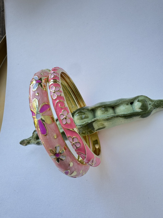 Jonc émaillé lot de 2 ROSE FLUO