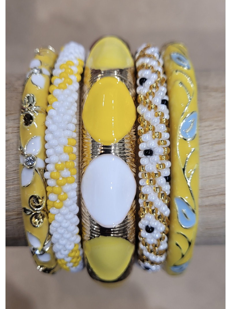 Composition de 5 bracelets Népalais et Thaïlandais YELLOW