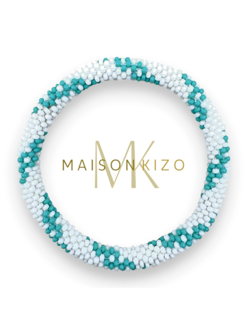 BRACELET NÉPALAIS TURQUOISE BLANC E22