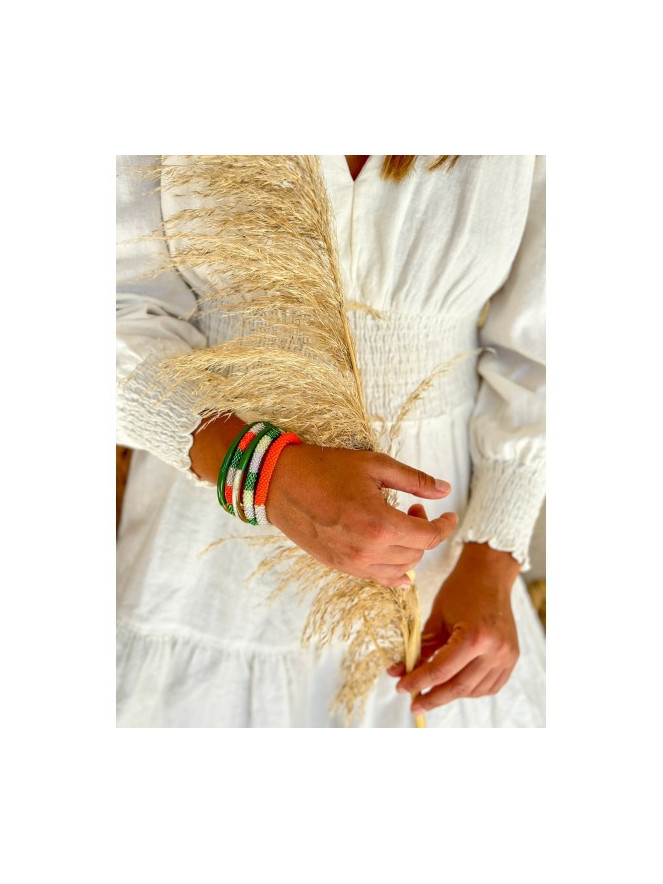 BRACELET NÉPALAIS VERT ORANGE B168