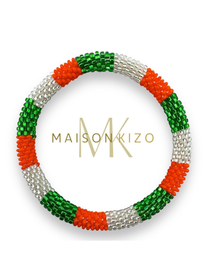 BRACELET NÉPALAIS VERT ORANGE B168