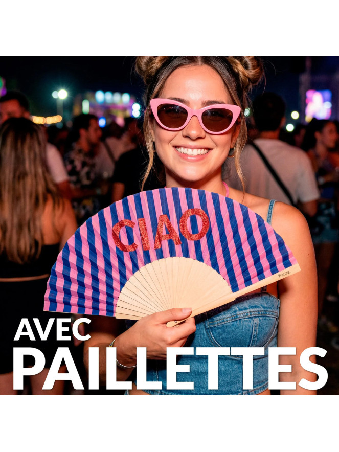 Éventail CIAO paillettes