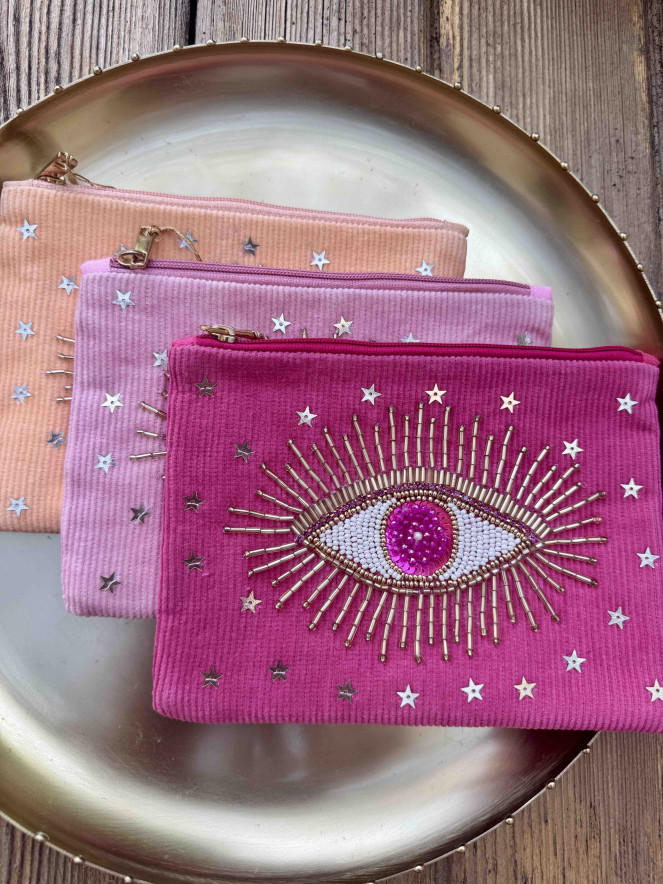 Pochette VELOURS EYES fuchsia