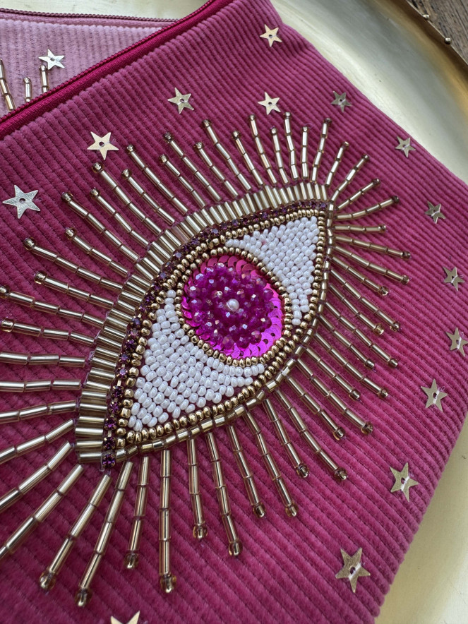 Pochette VELOURS EYES fuchsia