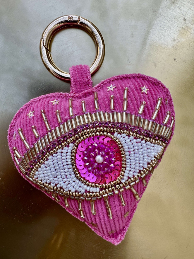Porte clefs VELOURS EYES rose fuchsia