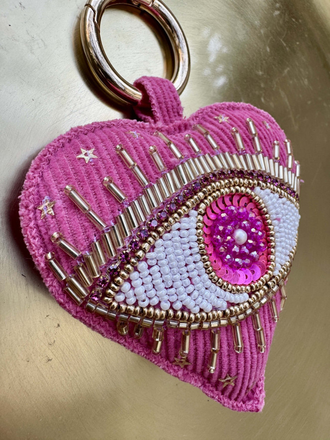 Porte clefs VELOURS EYES rose fuchsia