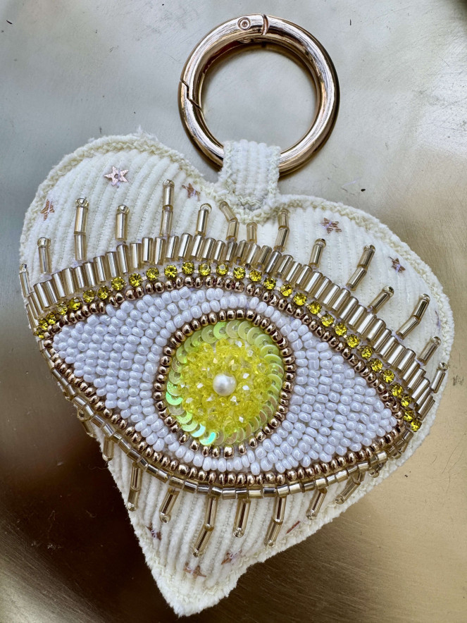 Porte clefs VELOURS EYES écru