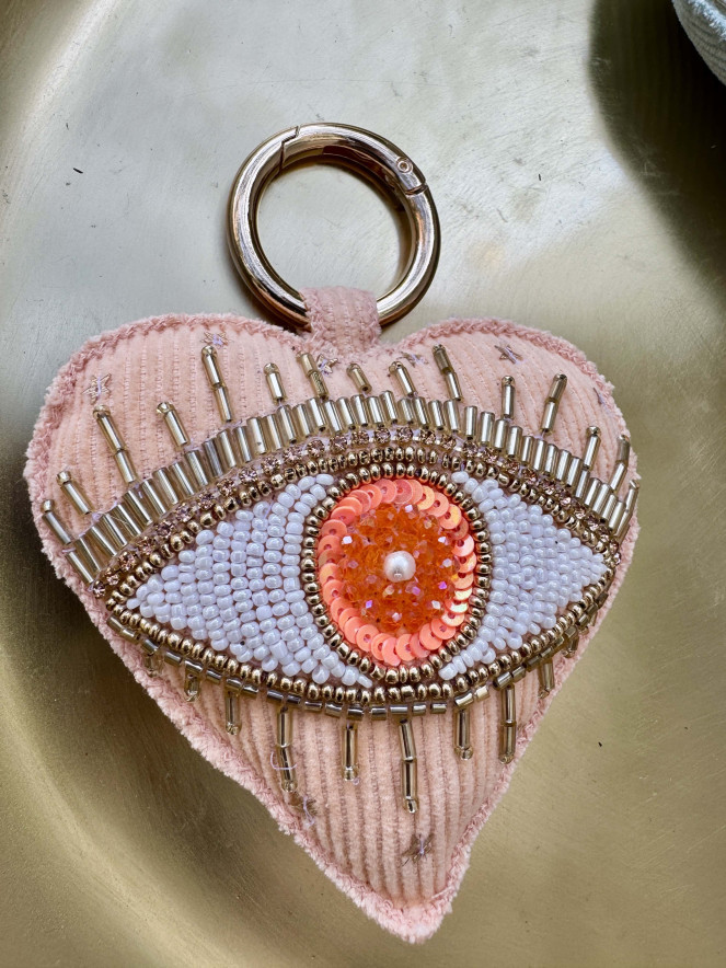 Porte clefs VELOURS EYES saumon
