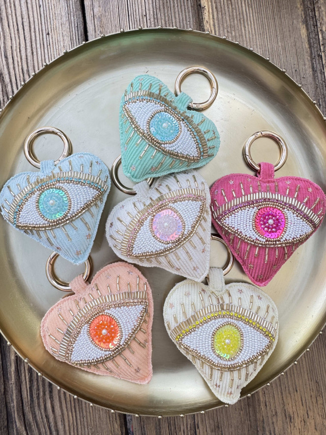 Porte clefs VELOURS EYES blanc