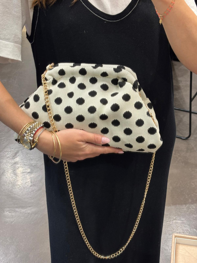 sac bourse POEME POIS NOIR BLANC