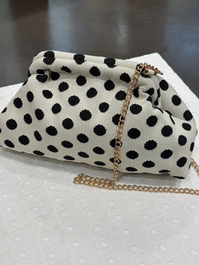 sac bourse POEME POIS NOIR BLANC