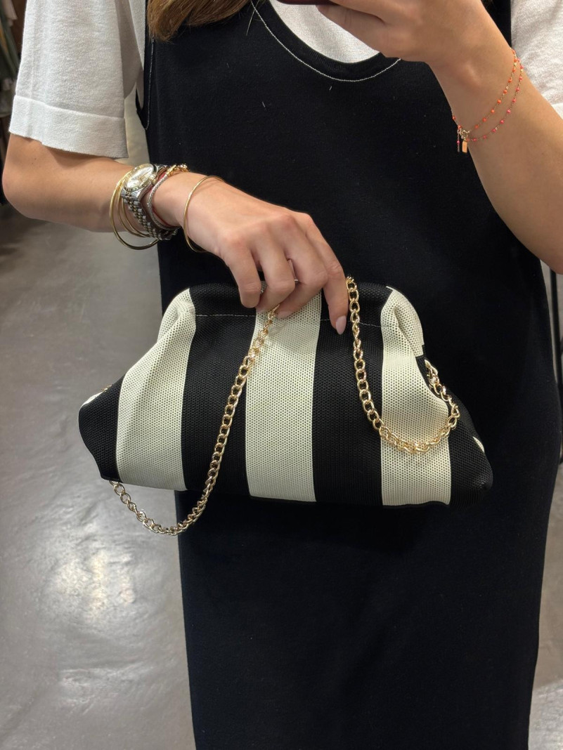 sac bourse POEME NOIR ÉCRU RAYÉ LARGE