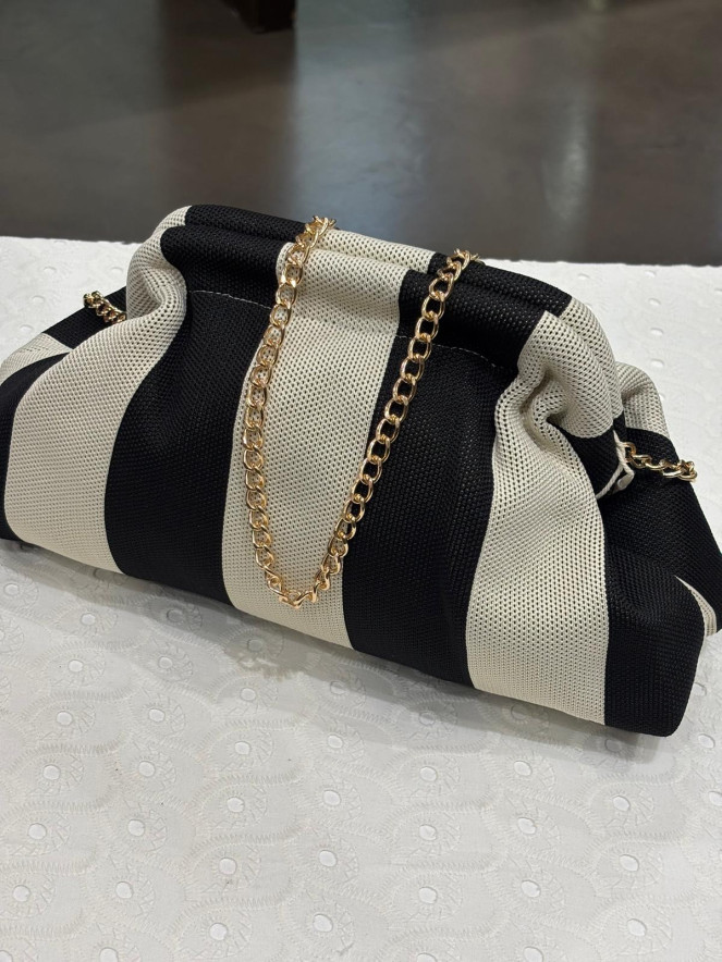 sac bourse POEME NOIR ÉCRU RAYÉ LARGE