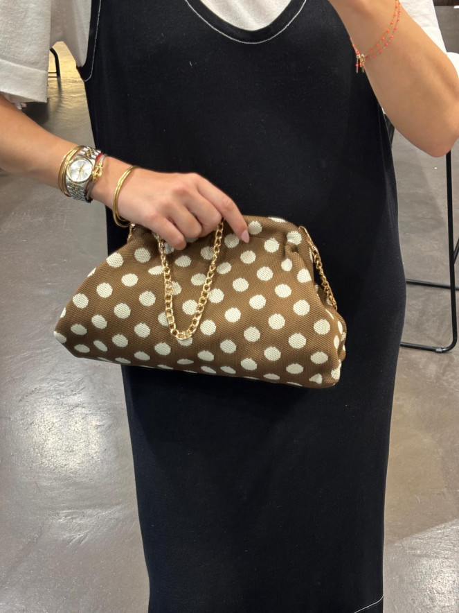 sac bourse POEME POIS CHOCO BLANC