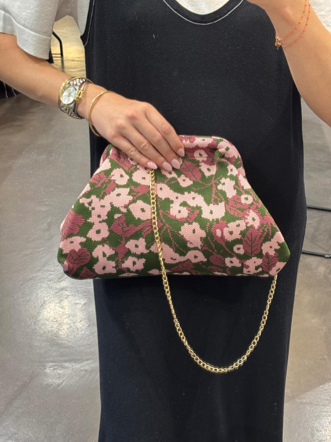 sac bourse POEME FLEURS KAKAI ROSE