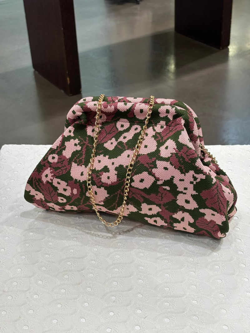 sac bourse POEME FLEURS KAKAI ROSE