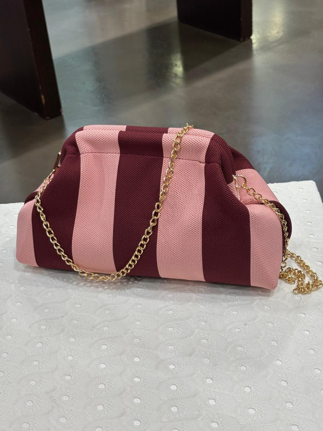 sac bourse POEME ROSE AUBERGINE RAYÉ LARGE