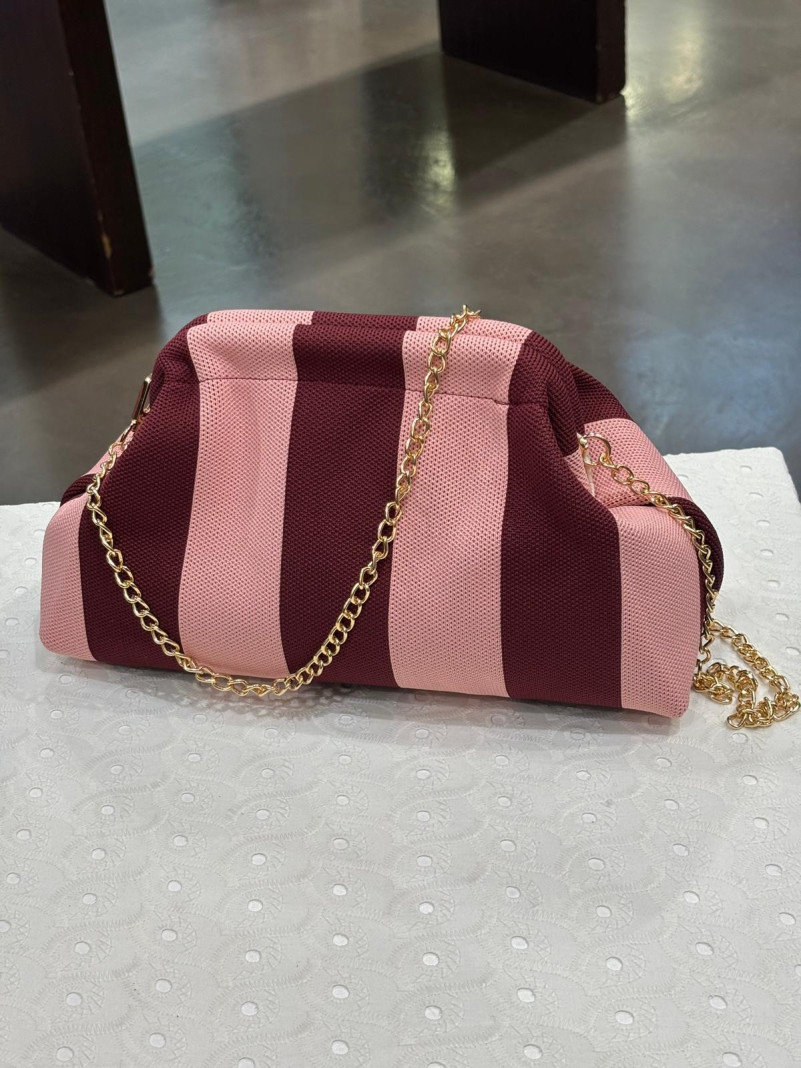 sac bourse POEME ROSE AUBERGINE RAYÉ LARGE