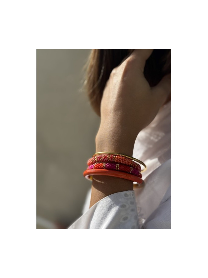 BRACELET NÉPALAIS ORANGE CORAIL E46