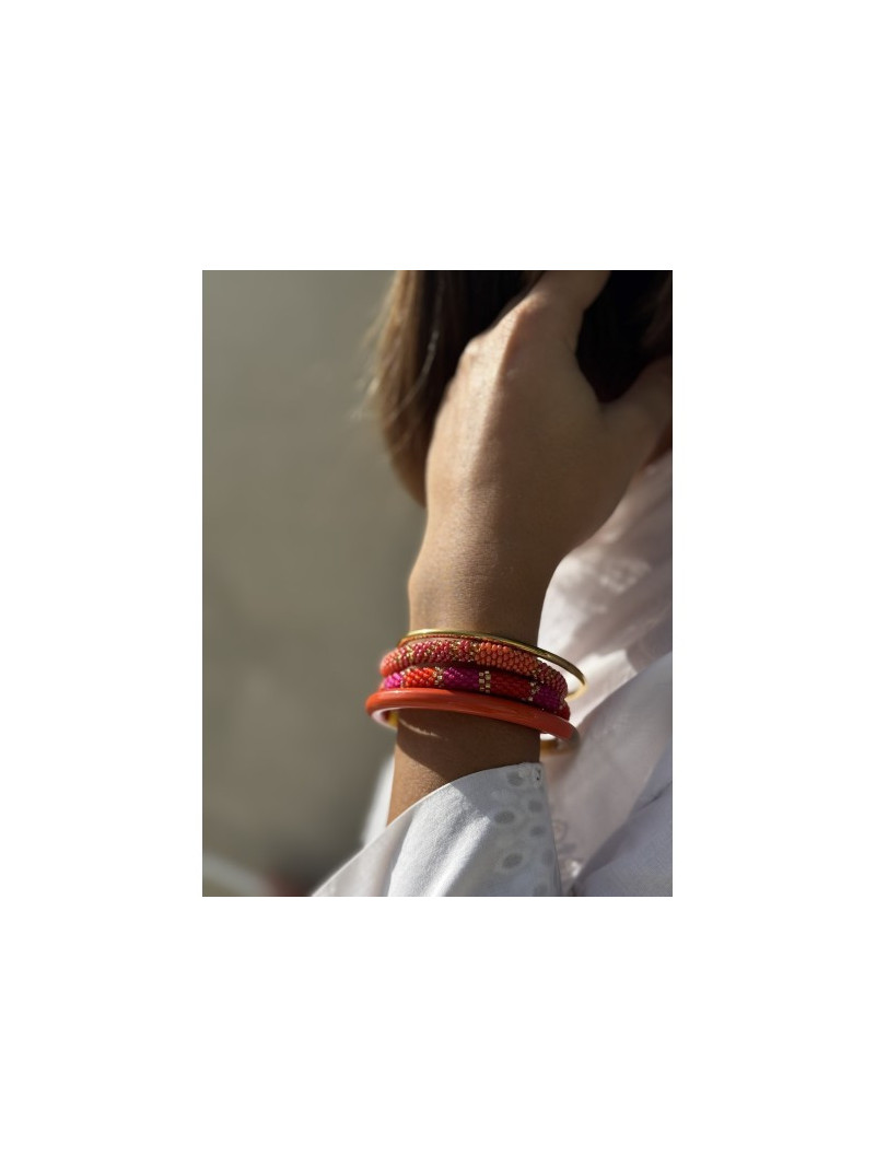 BRACELET NÉPALAIS ORANGE CORAIL E46
