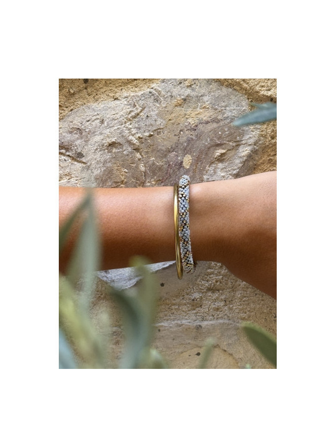 BRACELET NÉPALAIS GRIS DORÉ G11