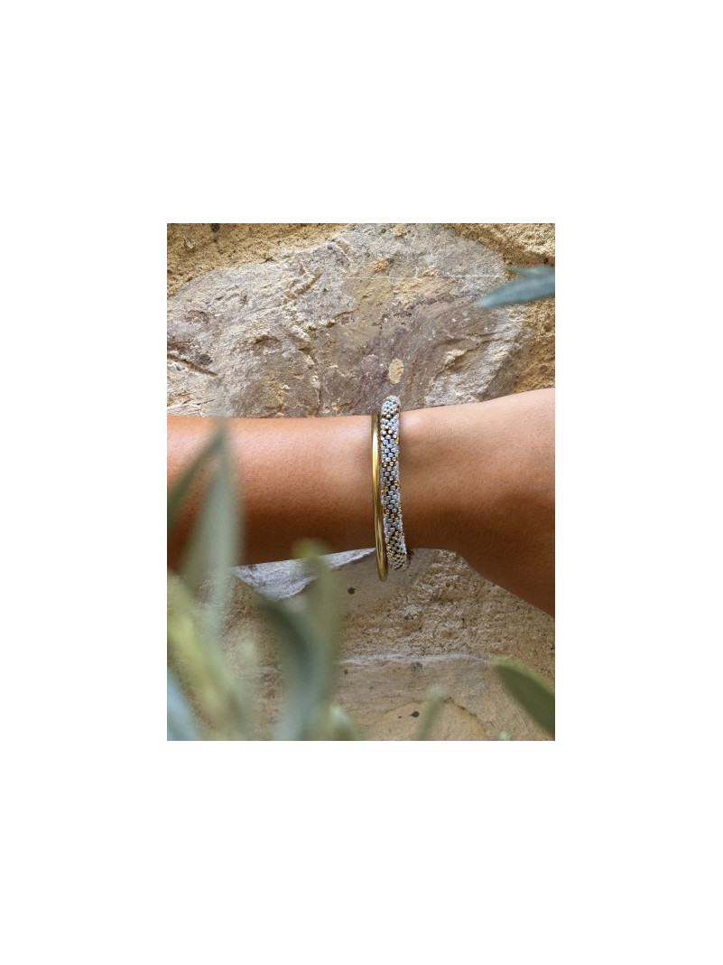 BRACELET NÉPALAIS GRIS DORÉ G11