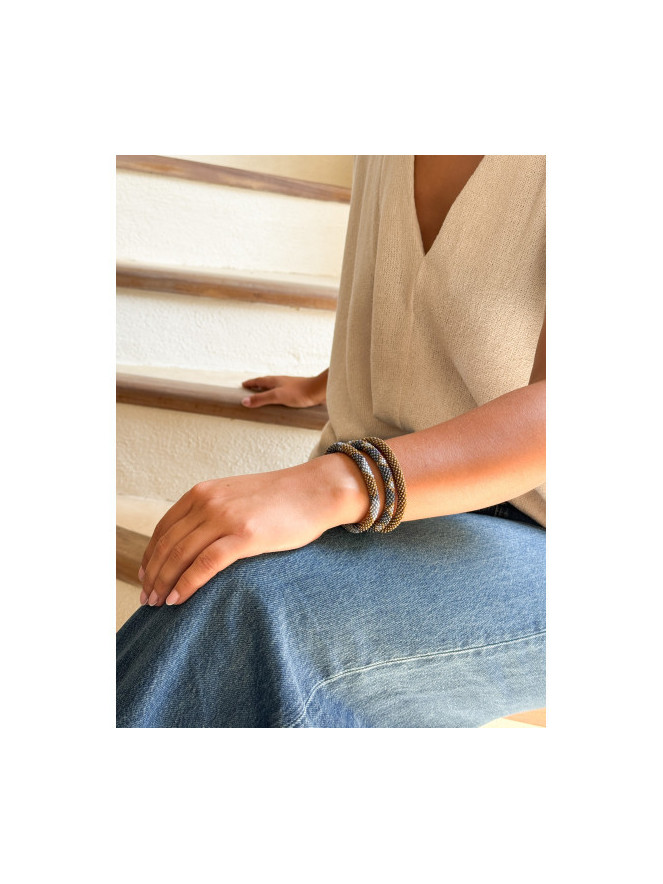 BRACELET NÉPALAIS GRIS MARRON G12