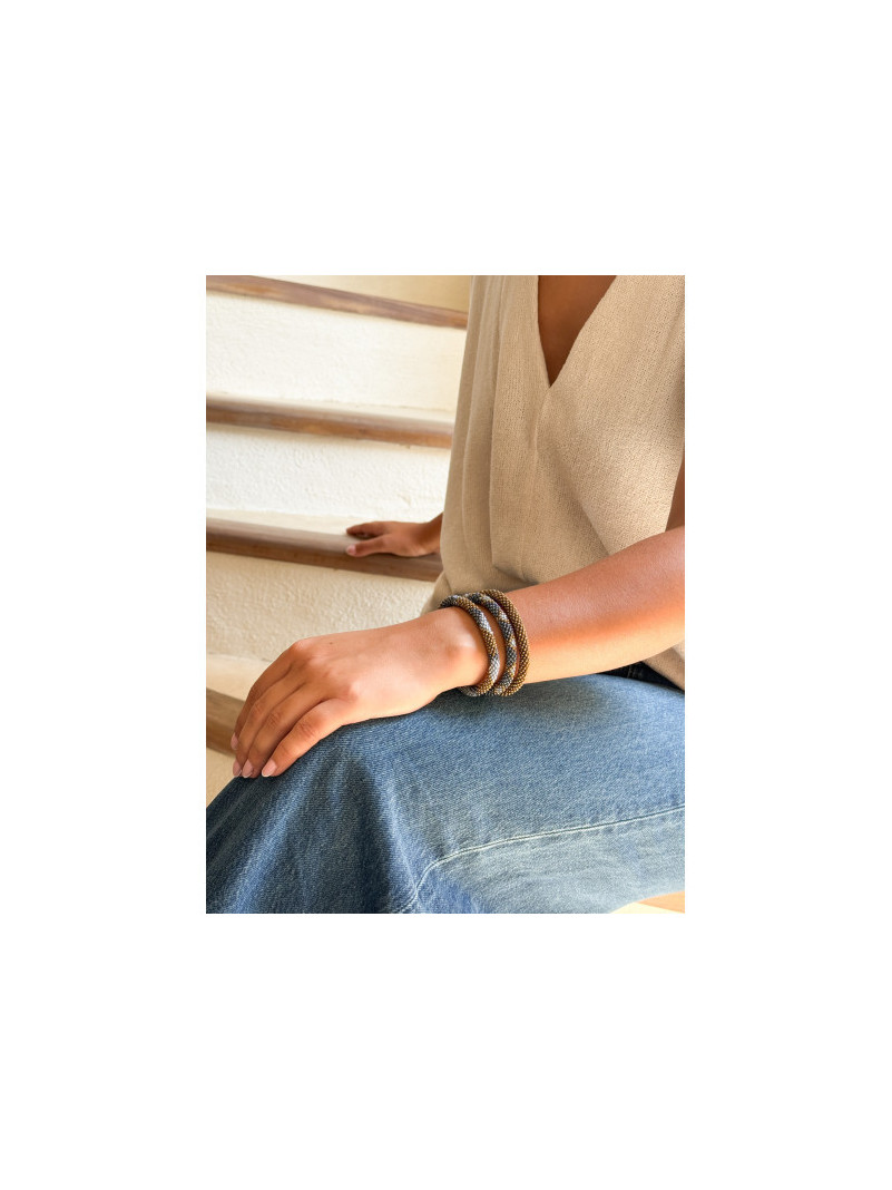 BRACELET NÉPALAIS GRIS MARRON G12
