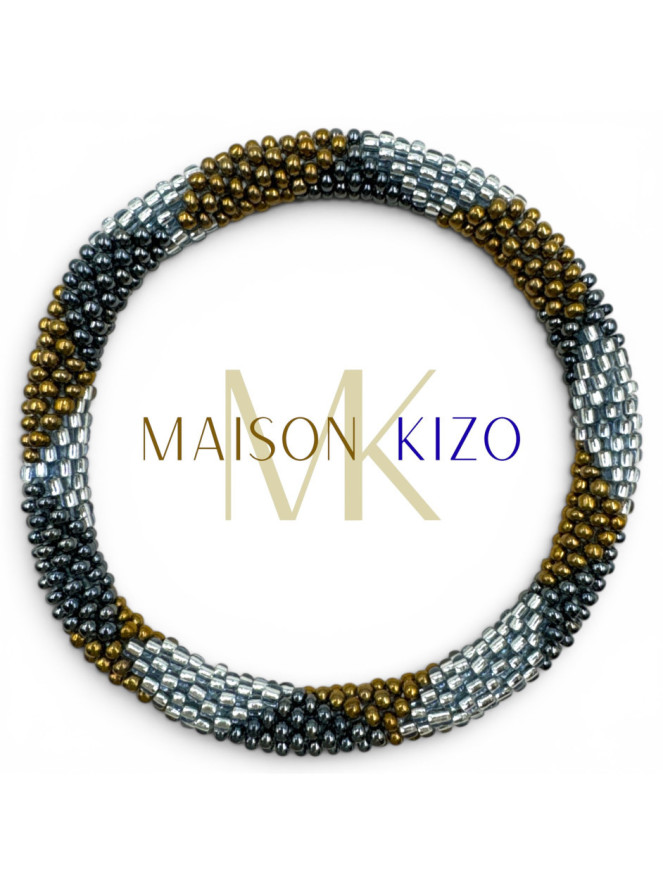 BRACELET NÉPALAIS GRIS MARRON G12