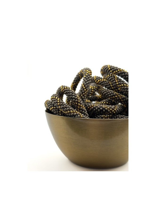 BRACELET NÉPALAIS GRIS MAT DORÉ G10