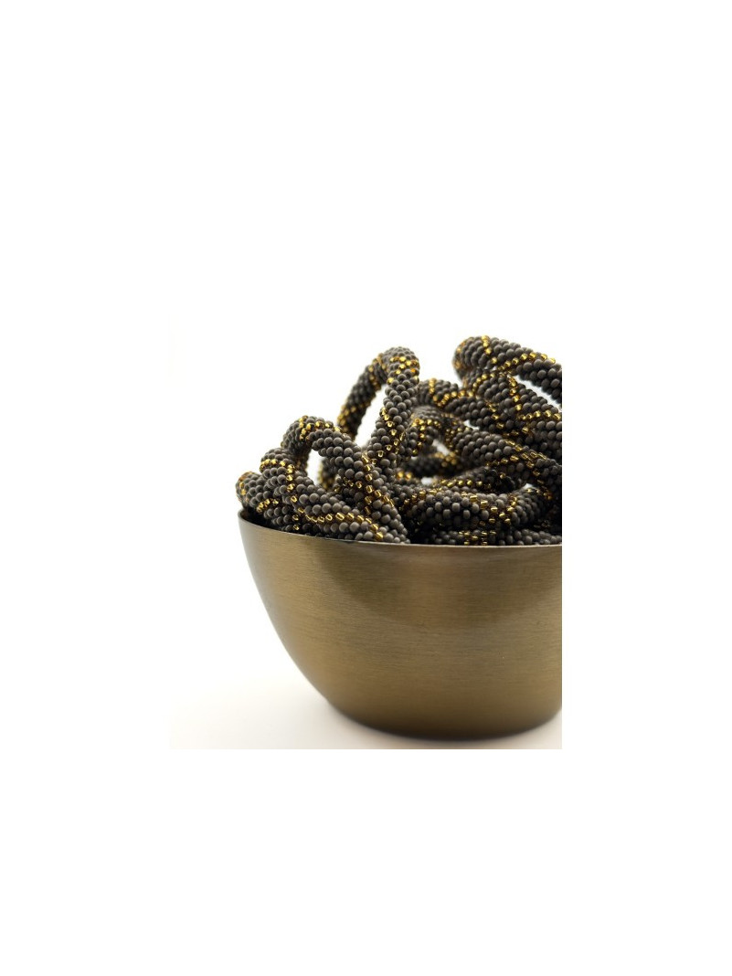 BRACELET NÉPALAIS GRIS MAT DORÉ G10