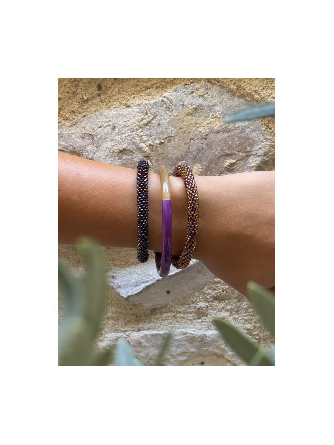 Bracelet NÉPALAIS MARRON IRISÉ MULTI F35
