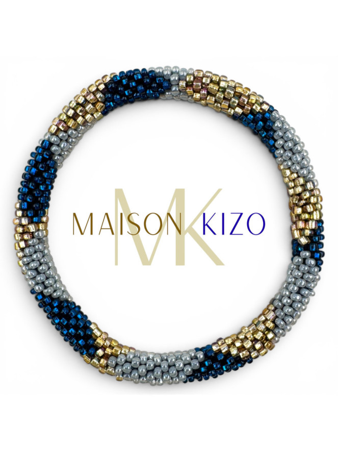 Bracelet NÉPALAIS MARINE GRIS DORÉ F34