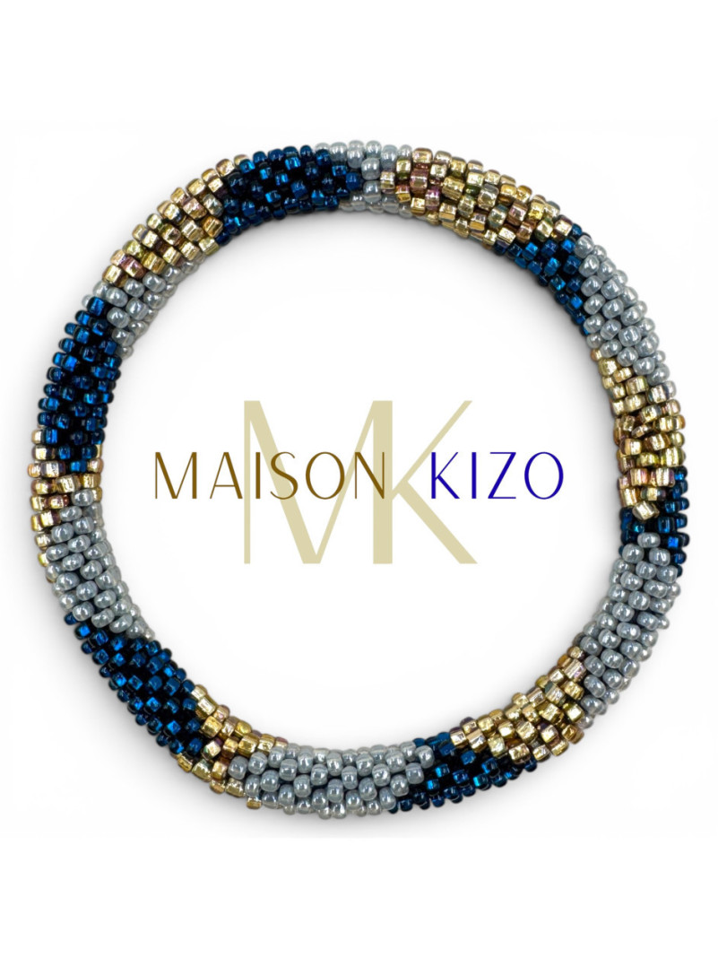 Bracelet NÉPALAIS MARINE GRIS DORÉ F34