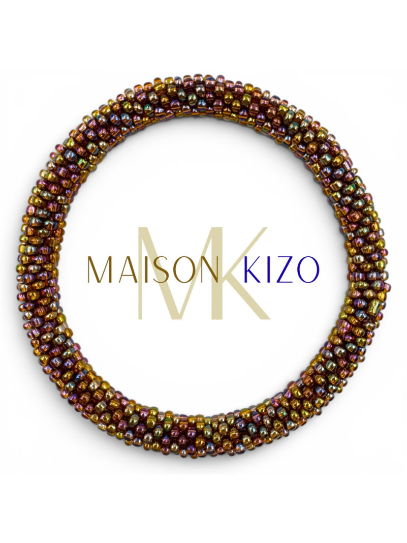 Bracelet NÉPALAIS MARRON IRISÉ MULTI F35