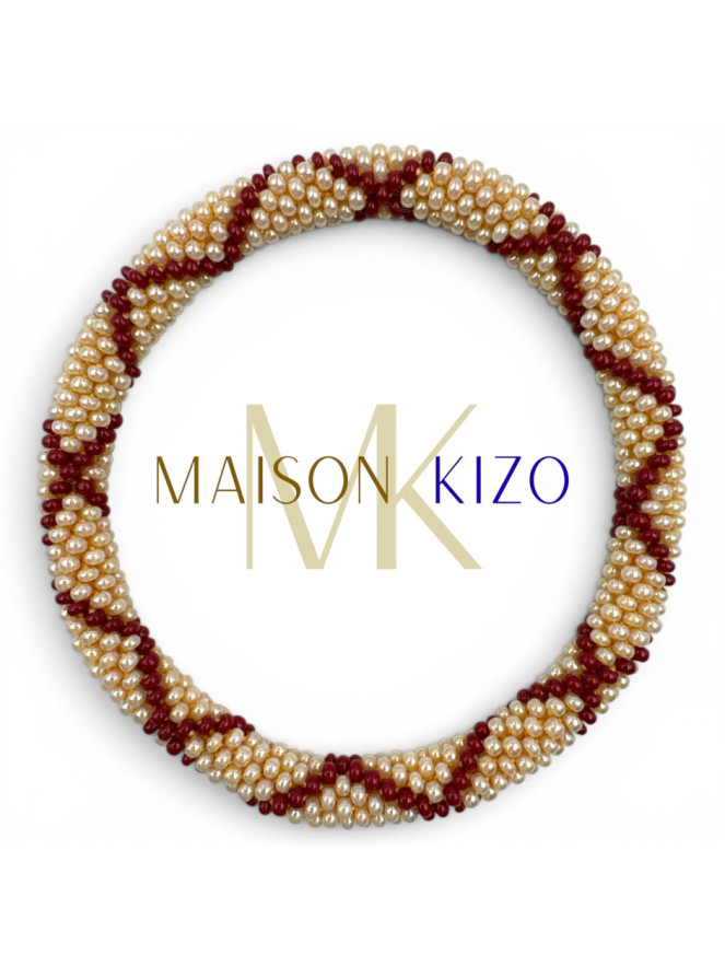 Bracelet NÉPALAIS BEIGE BORDEAUX B54