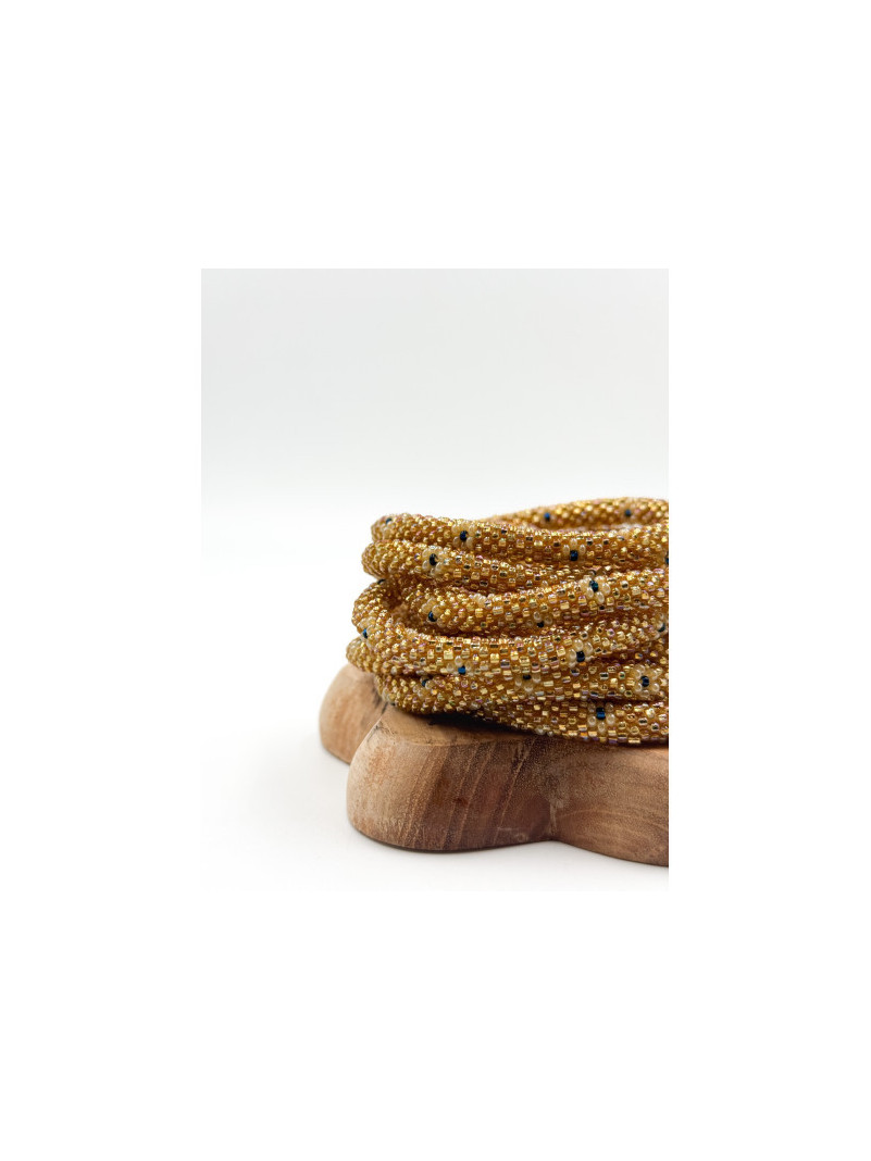 BRACELET NÉPALAIS DORÉ MARINE D28