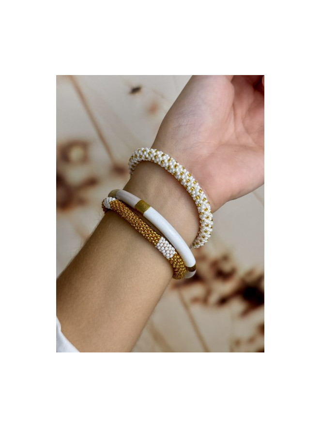 Bracelet NEPALAIS DORÉ BLANC D14