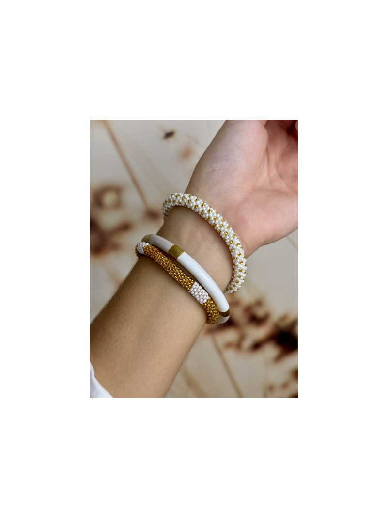 Bracelet NEPALAIS DORÉ BLANC D14