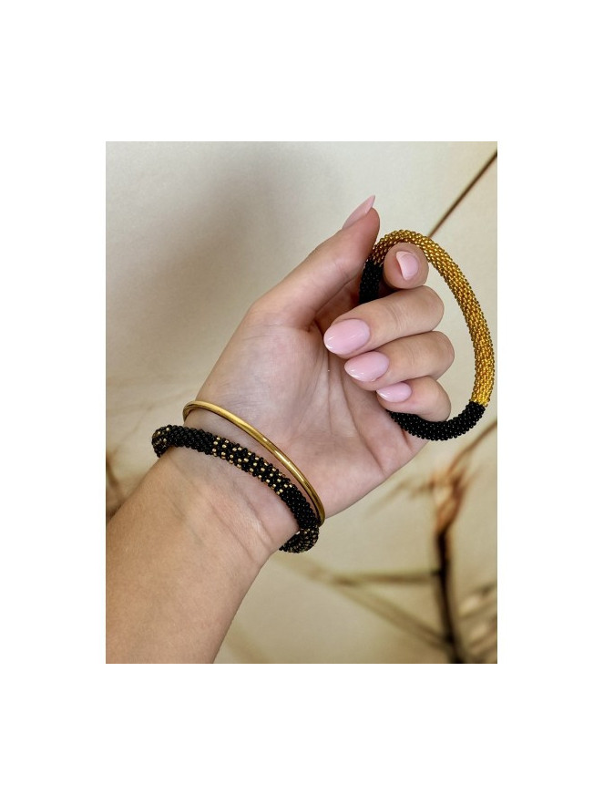 BRACELET NÉPALAIS NOIR DORÉ N12
