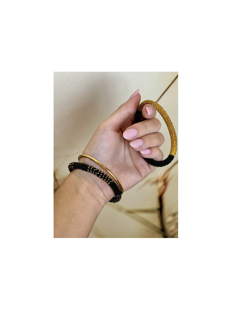 BRACELET NÉPALAIS NOIR DORÉ N12