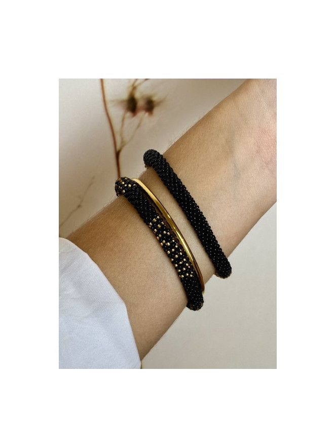 BRACELET NÉPALAIS NOIR DORÉ N12